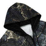 Men's Zip Up Hoodie Black Marble Texture