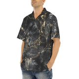 Hawaiian Shirt Black Marble Texture