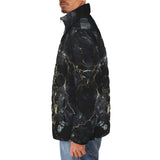 Down-Padded Puffer Jacket Black Marble Texture