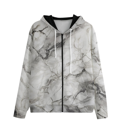 Men's Zip Up White Marble Texture