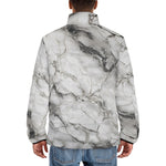 Down-Padded Puffer Jacket White Marble Texture