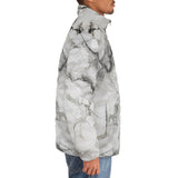 Down-Padded Puffer Jacket White Marble Texture