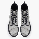 Casual Leather Chunky Boots White Marble Texture