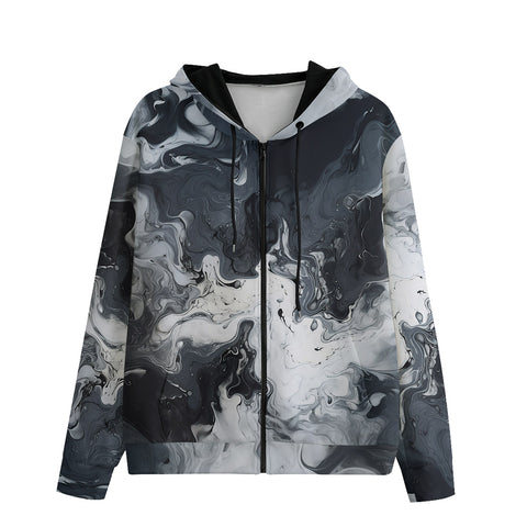 Men's Zip Up Swirling Gray Acril Paint