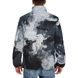 Down-Padded Puffer Jacket Swirling Gray Acril Paint