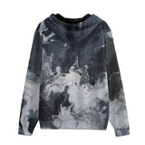 Men's Zip Up Swirling Gray Acril Paint