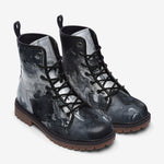 Leather Boots Swirling Gray Acril Paint