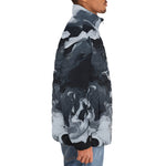 Down-Padded Puffer Jacket Swirling Gray Acril Paint