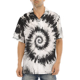 Hawaiian Shirt Black and White Tie Dye