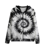 Men's Zip Up Hoodie Black and White Tie Dye