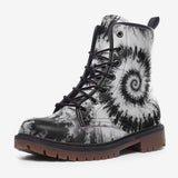 Leather Boots Black and White Tie Dye