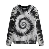 Men's Zip Up Hoodie Black and White Tie Dye