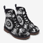 Leather Boots Black and White Tie Dye