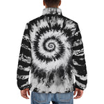 Down-Padded Puffer Jacket Black and White Tie Dye
