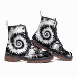 Leather Boots Black and White Tie Dye