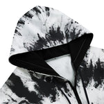 Men's Zip Up Hoodie Black and White Tie Dye