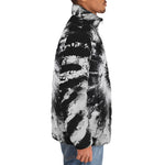 Down-Padded Puffer Jacket Black and White Tie Dye