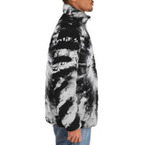 Down-Padded Puffer Jacket Black and White Tie Dye
