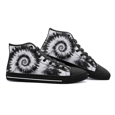 High-Top Canvas Shoes Black and White Tie Dye