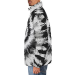 Down-Padded Puffer Jacket Black and White Tie Dye