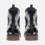 Leather Boots Black and White Tie Dye