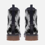 Leather Boots Black and White Tie Dye