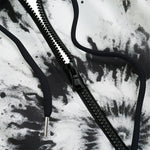 Men's Zip Up Hoodie Black and White Tie Dye