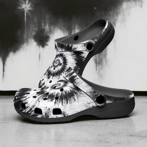 Classic Clogs Black and White Tie Dye