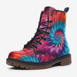 Leather Boots Colorful Tie Dye