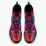 Casual Leather Chunky Boots Colorful Tie Dye