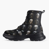 Casual Leather Chunky Boots Scary Skulls Masks Collection