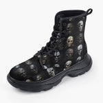 Casual Leather Chunky Boots Scary Skulls Masks Collection