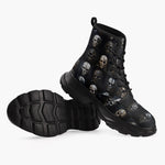 Casual Leather Chunky Boots Scary Skulls Masks Collection