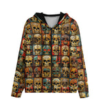 Men's Zip Up Hoodie Collage of Colorful Skulls