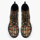 Casual Leather Chunky Boots Collage of Colorful Skulls