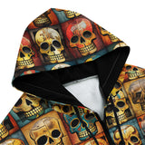 Men's Zip Up Hoodie Collage of Colorful Skulls