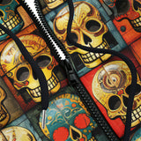 Men's Zip Up Hoodie Collage of Colorful Skulls