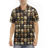 Men's Polo Shirt Wooden Skulls Array