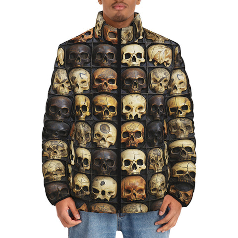 Down-Padded Puffer Jacket Wooden Skulls Array
