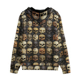 Men's Zip Up Hoodie Wooden Skulls Array