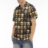 Men's Polo Shirt Wooden Skulls Array