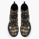 Casual Leather Chunky Boots Wooden Skulls Array