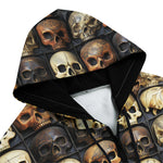 Men's Zip Up Hoodie Wooden Skulls Array