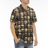 Men's Polo Shirt Wooden Skulls Array