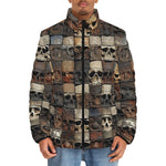Down-Padded Puffer Jacket Carved Skulls on Wall