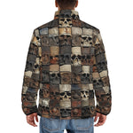 Down-Padded Puffer Jacket Carved Skulls on Wall