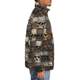 Down-Padded Puffer Jacket Carved Skulls on Wall
