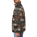 Down-Padded Puffer Jacket Carved Skulls on Wall