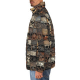 Down-Padded Puffer Jacket Carved Skulls on Wall