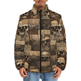Down-Padded Puffer Jacket Wooden Skulls Mosaic Wall